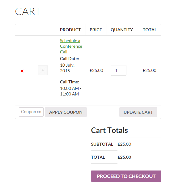 Turn your WooCommerce store into a booking platform - Cart page