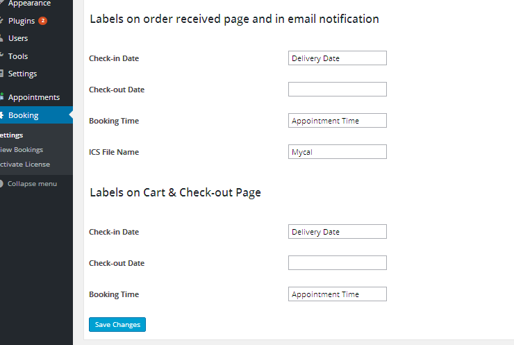 WooCommerce Product Delivery Date - Booking Label Settings