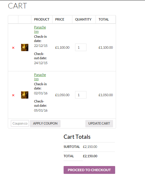 Change booking rates for different seasons with WooCommerce - Cart Page