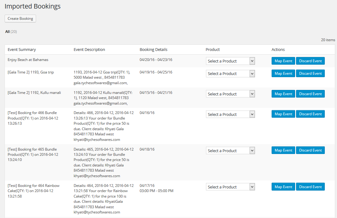 Starters Guide for Syncing Bookings with Google Calendar - Imported Bookings page