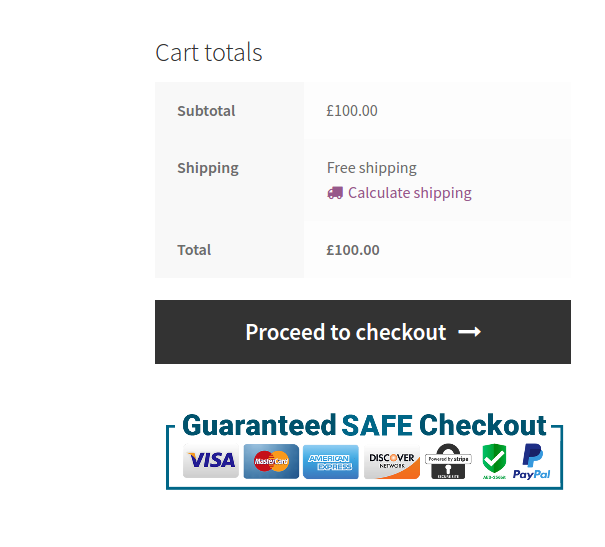 Adding a trust Badge or Guarantee Safe Checkout on WooCommerce Cart page: