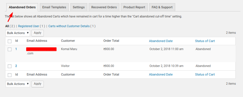 See Abandoned Carts in WooCommerce