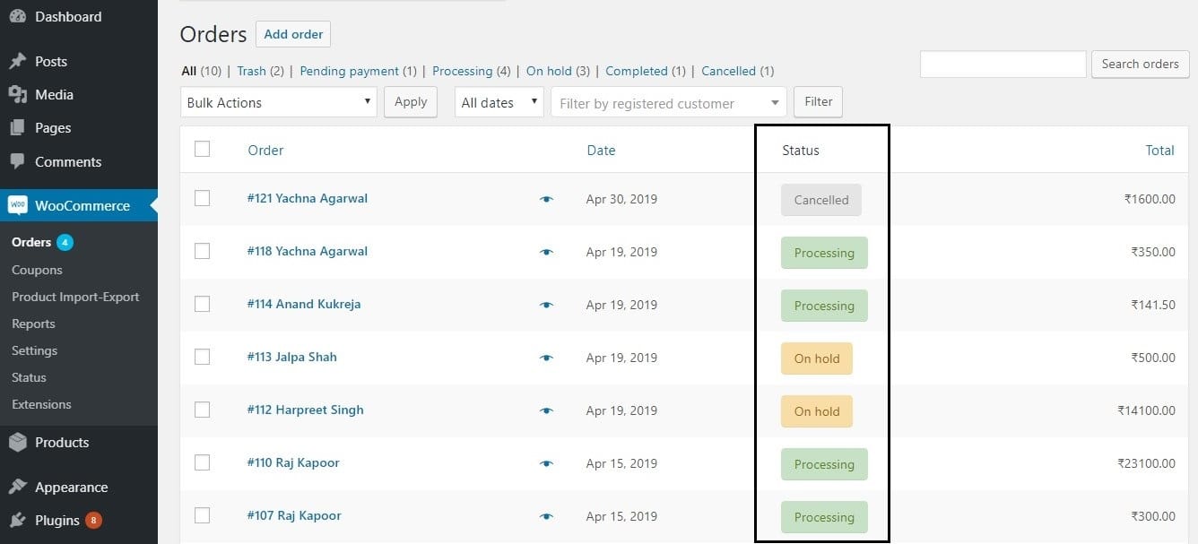 Rename Order Status Messages in WooCommerce - Default Order Status Messages