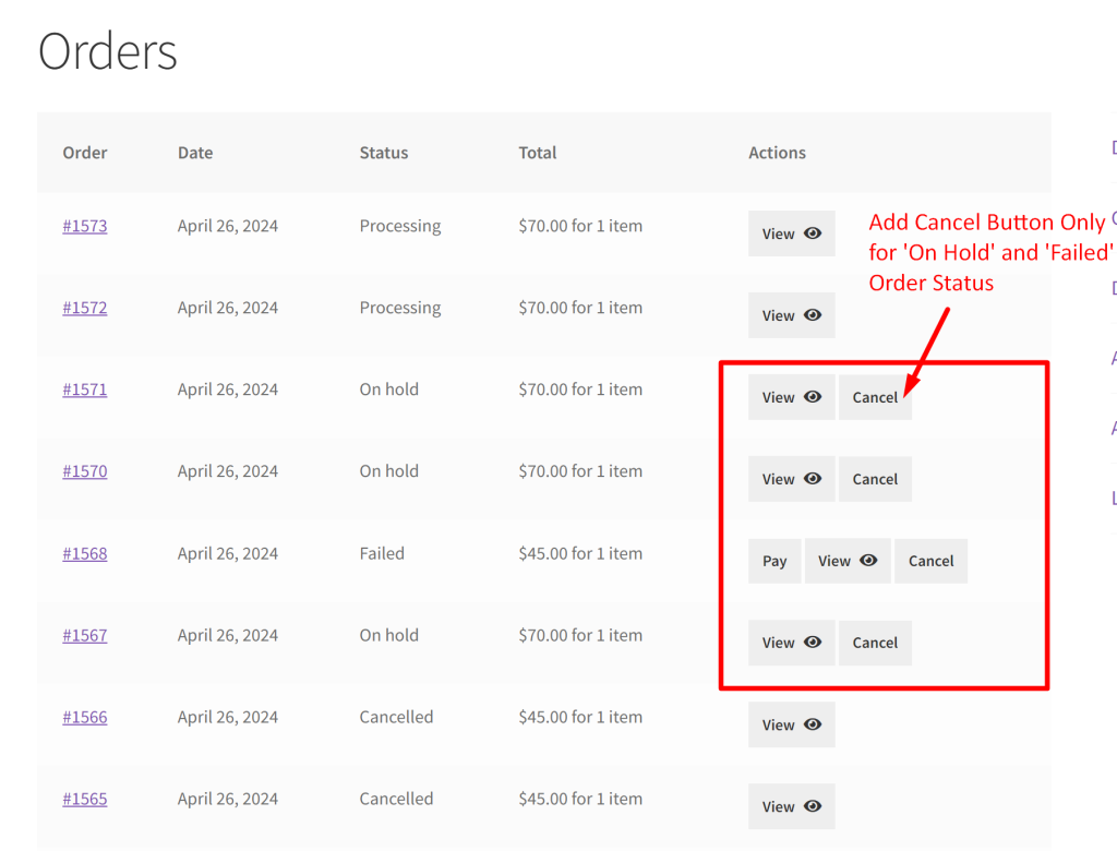 How to Add a Cancel Button for Certain Order Statuses in WooCommerce ? - Tyche Softwares