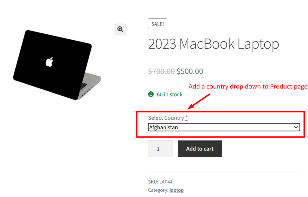 How to Display Country Dropdown Input Field on the Product Page? - Tyche Softwares