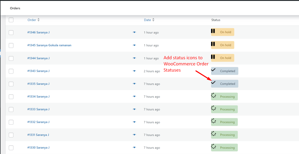 WooCommerce Order Status Icons