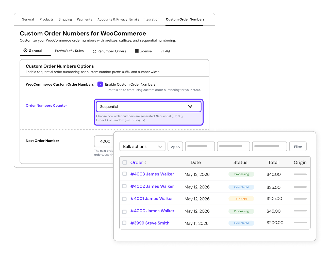 Custom Order Numbers for WooCommerce - Tyche Softwares