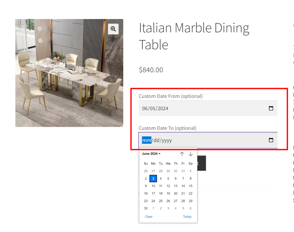 How to Add a Custom Date Range Input Field To WooCommerce Product Page? - Tyche Softwares