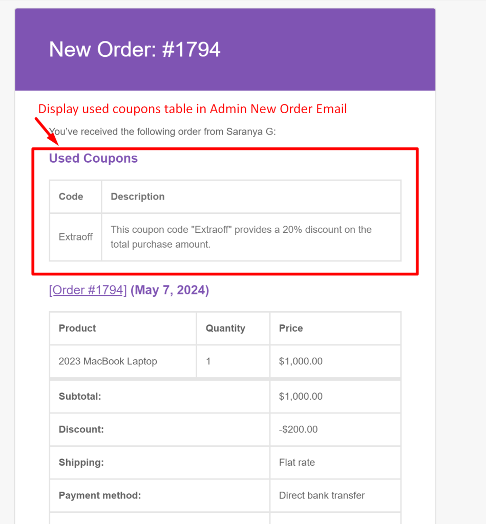 How to Add Coupon Details Table in the WooCommerce New Order Email? - Tyche Softwares