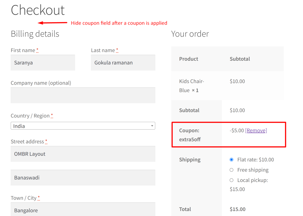 How to Hide Coupon Field After a Coupon is Applied in WooCommerce? - Tyche Softwares