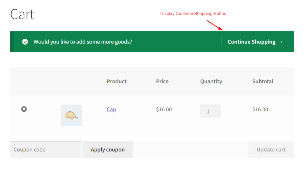 How to Add Continue Shopping Button in WooCommerce Cart?