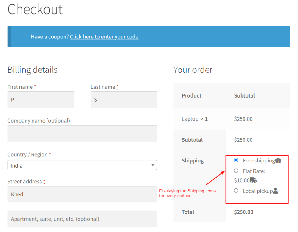 How to Display Shipping Icons on the WooCommerce Checkout? - Tyche Softwares