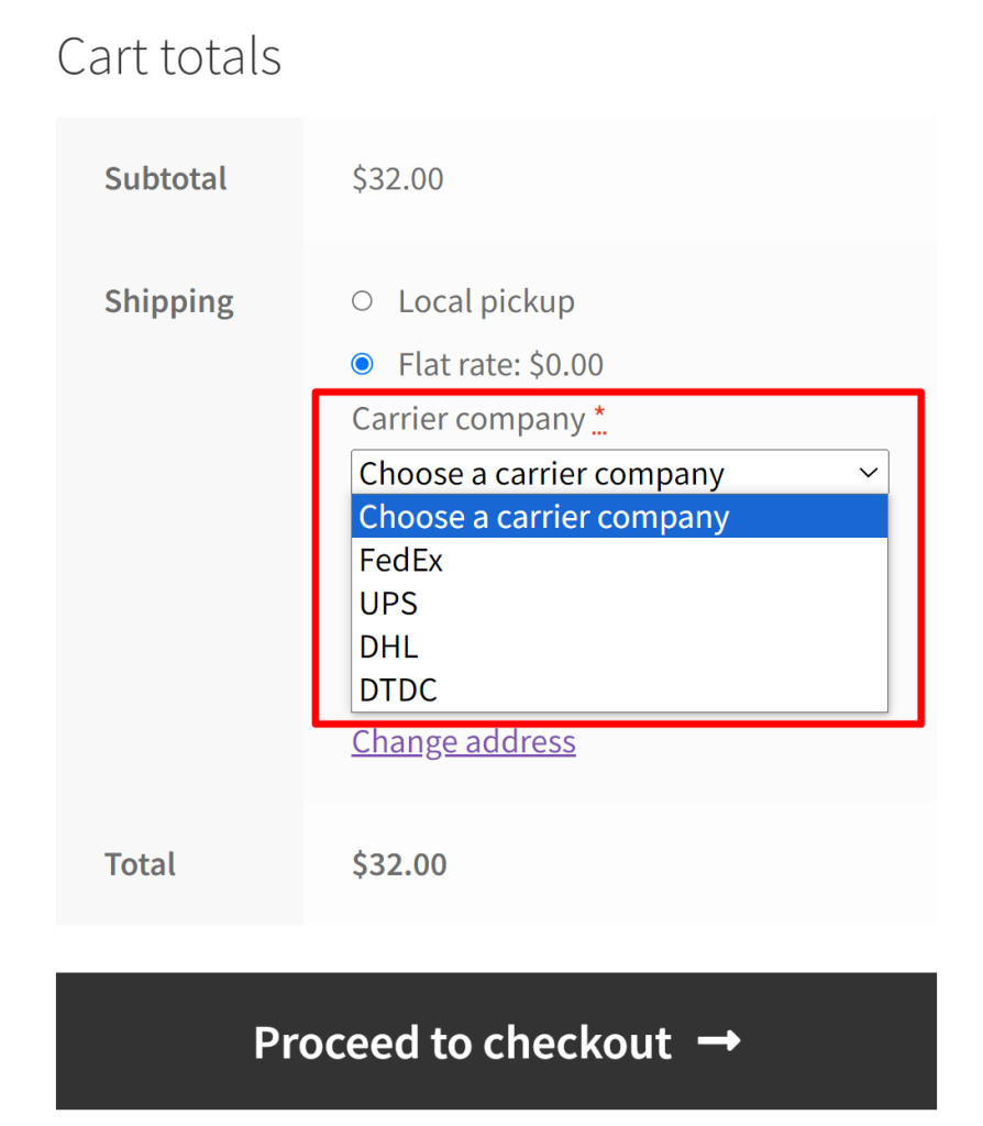 How to Add Carrier Field for a Shipping Method in WooCommerce Cart and Checkout? - Tyche Softwares