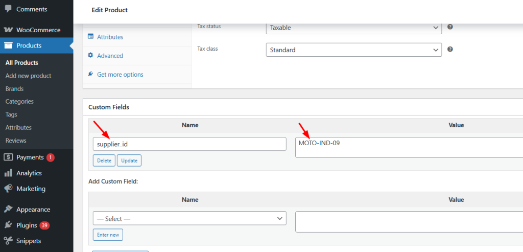 WooCommerce products custom field