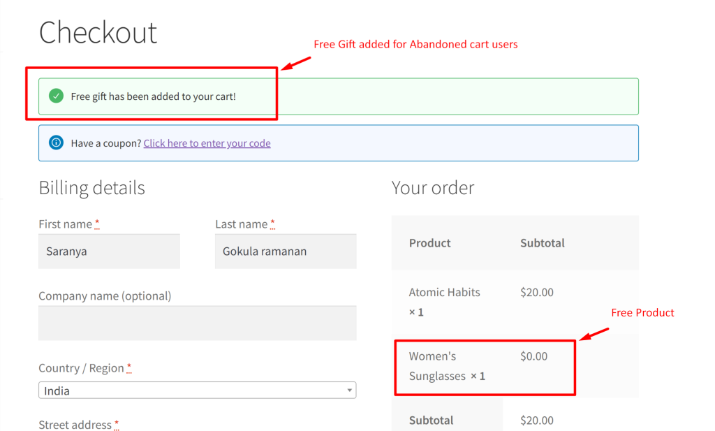 How To Send Email Notification and Add a Free Gift for an Abandoned Cart? - Tyche Softwares