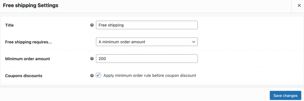 Set Free Shipping Conditions