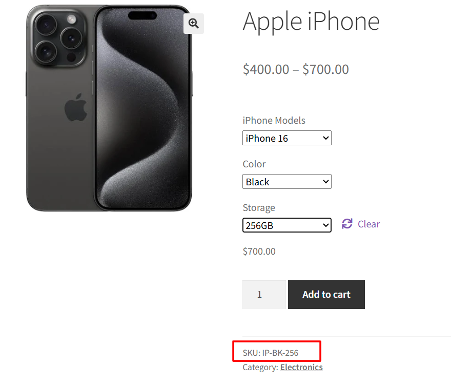 How to Display Selected Product Variation SKU on WooCommerce Product Pages ? - Tyche Softwares
