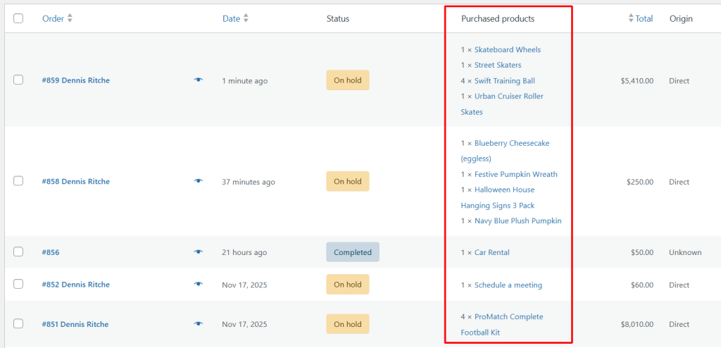 How to Display Purchased Products on WooCommerce Orders Page? (Fully HPOS-Compatible) 1 Display Purchased Products on WooCommerce Orders Page